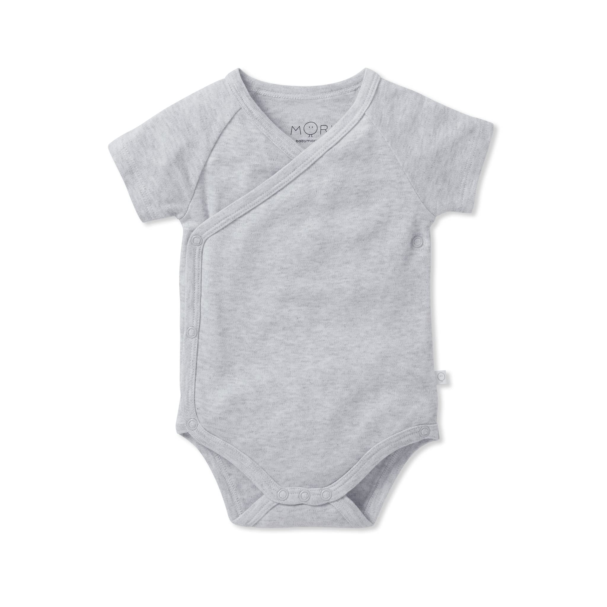 MORIBaby - Unisex Kimono Bodysuit - Short Sleeve-Organic Cotton and Bamboo - Breathable Infant Wrap-Style Bodysuit with Safe Nickel-Free Poppers