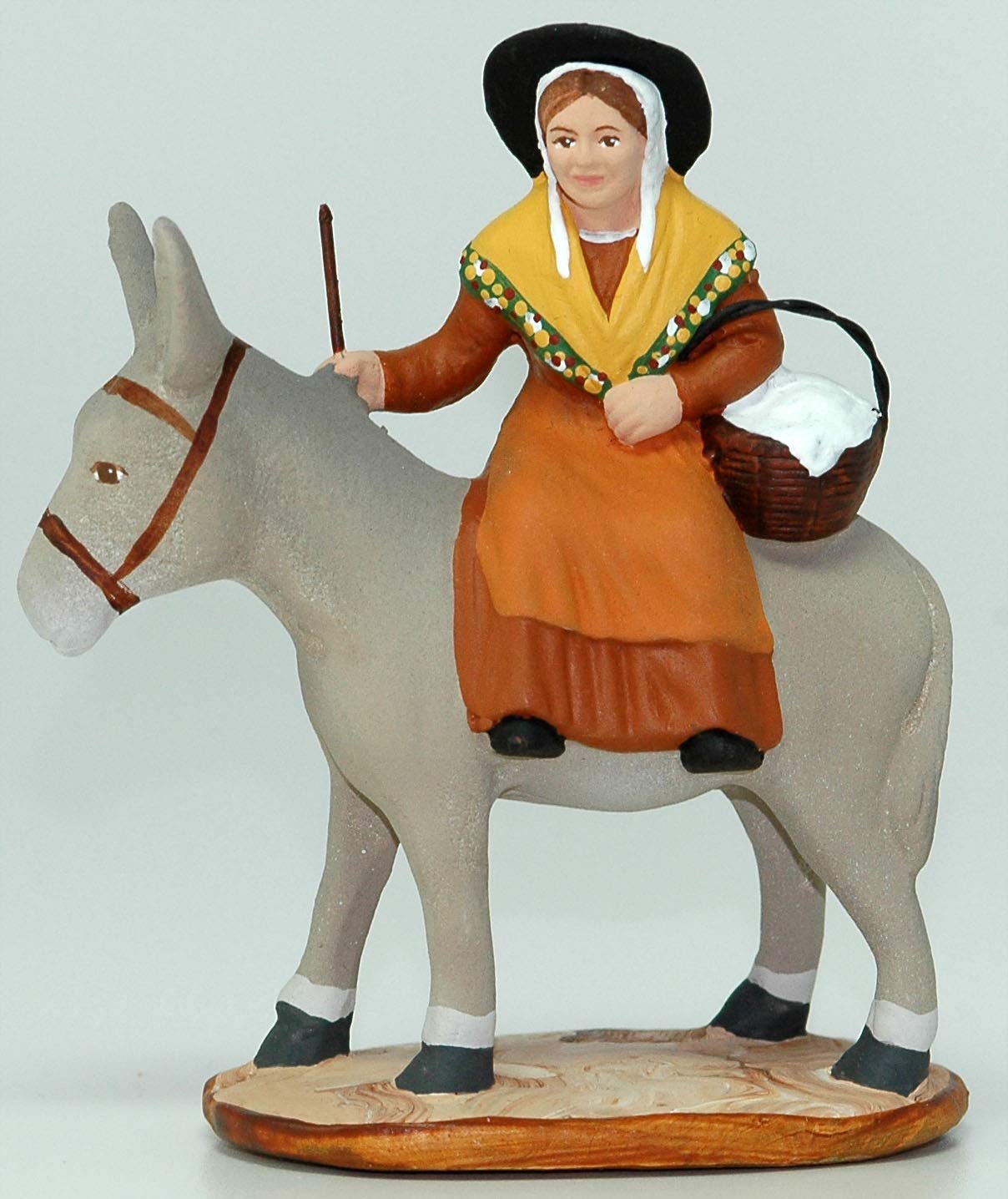 Arterra - Santons de Provence - Margarido sur l'âne - Collection 7 cm