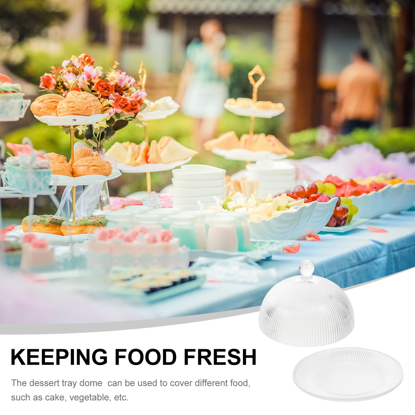 Plato de Postre Transparente de Vidrio para Tartas Cúpula | 1 Juego, Diseño Creativo y Acabado Fino, Uso Práctico para Cubrir Distintos Alimentos, Pieza Estable