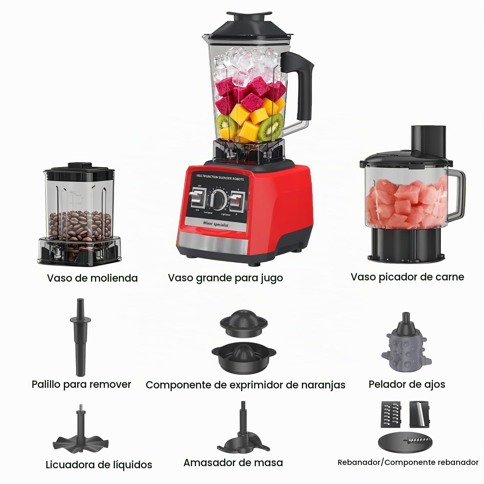 Batidora Profesional 8 en 1, 2000W 3L Potente Batidora con 15 velocidades variables, Función Pulsaciones, limpieza automática, Batidora Eléctrica para Batir Hielo, Batidos y Frappés
