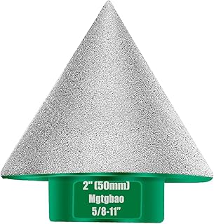 Mgtgbao 50mm Green Diamond Beveling Chamfer Bit, 2" Diamond Countersink Drill Bits with 5/8-11 inch Thread for enlarging, polishing and Bevelling Granite Marble Tiles The exsit Holes Enlarging