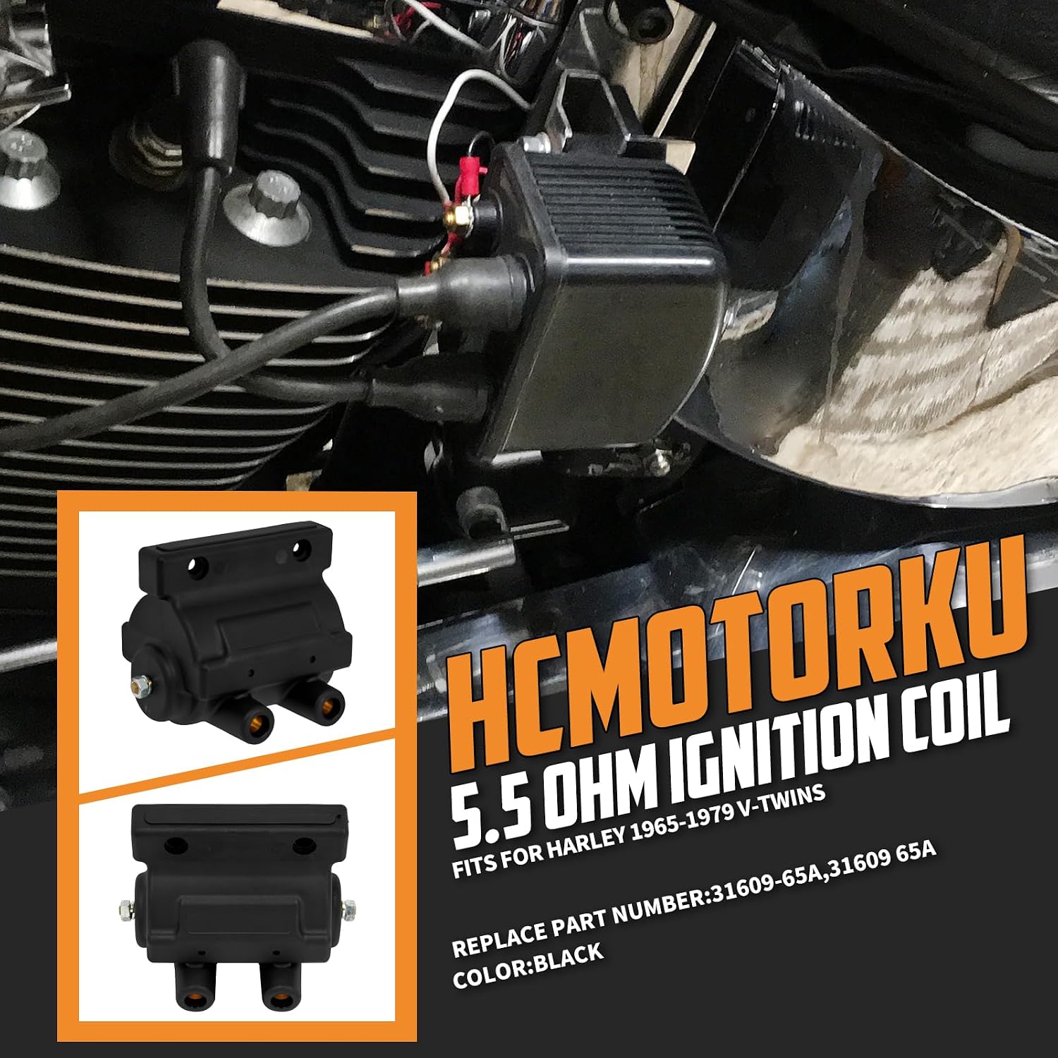 Motorcycle Ignition Coil Dual Fire Fit for Harley V-Twins Sportster 1000 900 Low Rider Supler Glide 1200 Roadster Heritage Electra Glide Softail Springer Replace 31609-65A