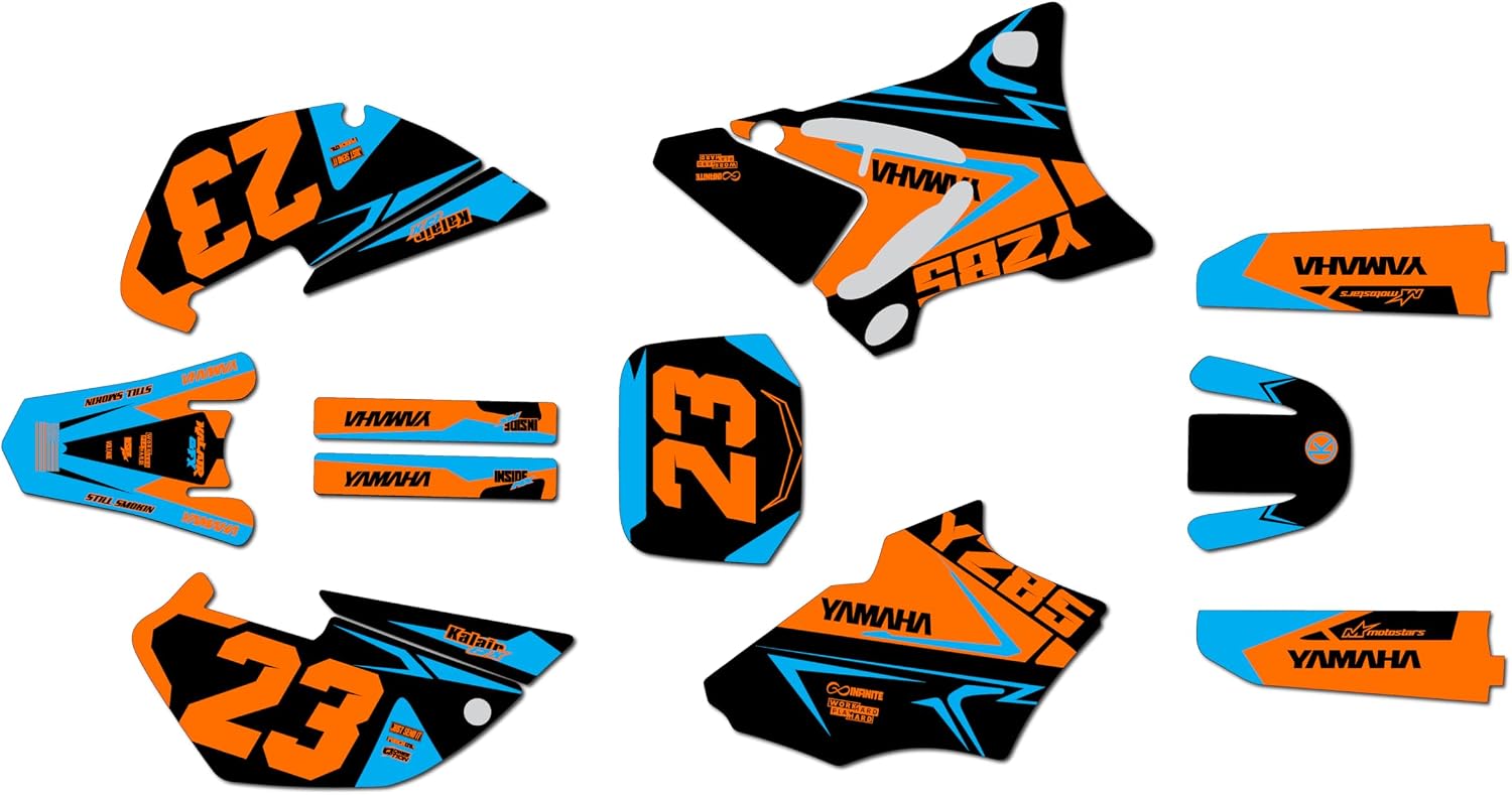 Graphics Kit for Yamaha YZ85 (2002-2014) Evader Series Blue 09 Mil - Dirt Pit Bike Motorcycle Stickers, Dirtbike Racing Automotive Decal Motocross Accessories no-Plastics