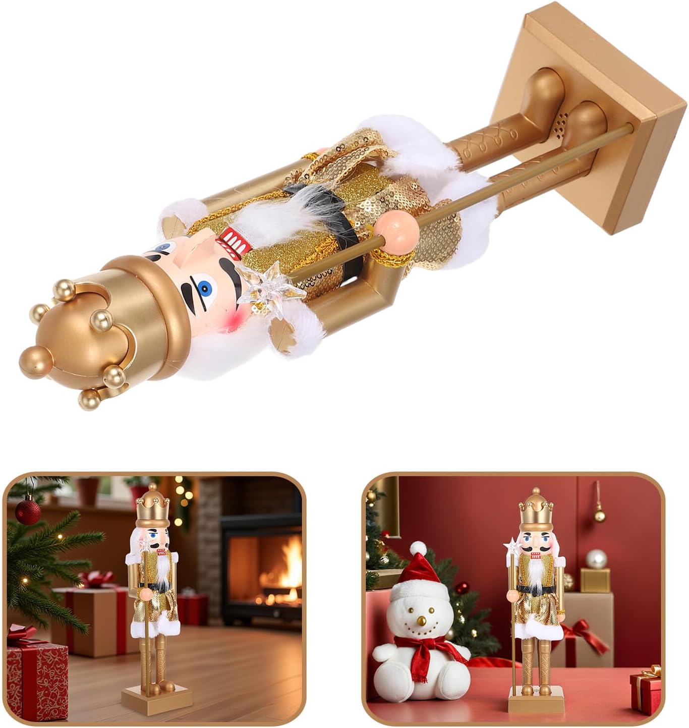 Lighted Christmas Nutcracker Soldier Figurine with Music, Small Traditional Nutcracker Puppet Tabletop Decoration for Holiday Parties and Festive Home Décor