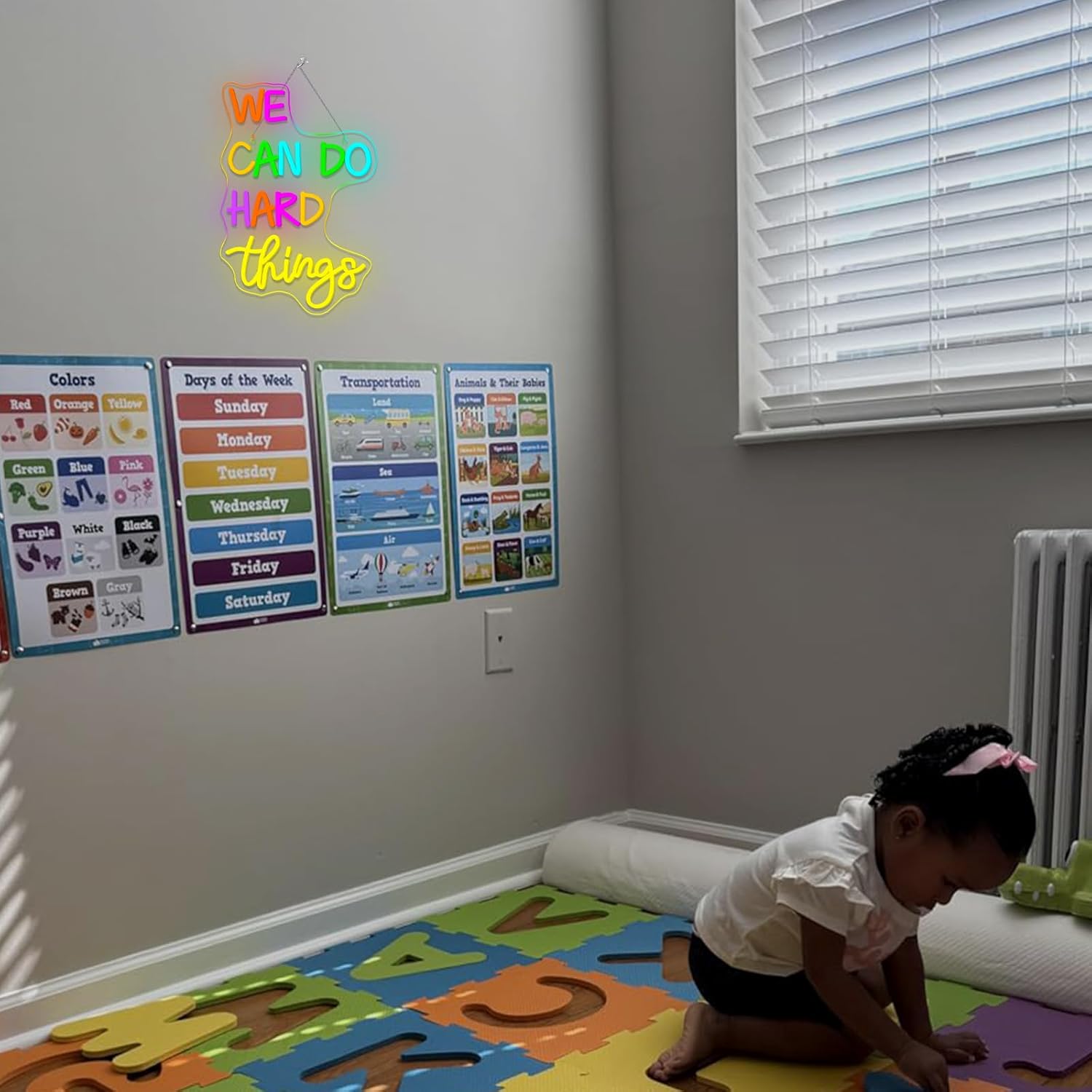 We Can Do Hard Things Neon Sign Classroom Led Neon Light Kids Wall Art Decor for Bedroom Library Office Postive Inspirational Children Students Birthday Gifts - Image 2