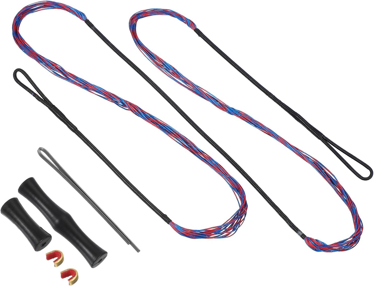 PATIKIL Bow String Replacement with 2 Pcs Brass Nocks 1 Set of Silicone Finger Tab, 16 Strands Traditional Long Bow Recurve Bow String