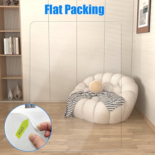 Miniatura 42 de Placoot Tapete para silla de oficina para suelos de madera, superficie de pana de 55 x 35 pulgadas, tapete para silla de computadora, tapete