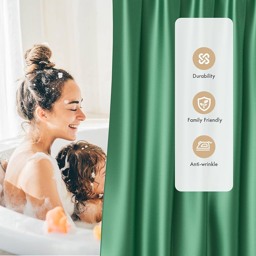 Amazon｜AmazerBath サテンシャワーカーテンセット、ダーク