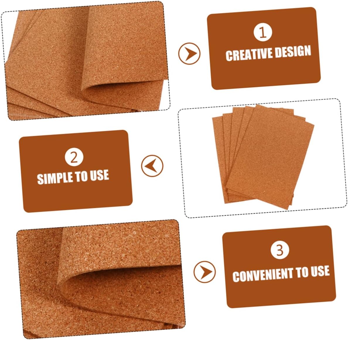 HOMSFOU 10pcs Cork Board Decorative Bulletin Board for Photos Notes Lightweight Wall Mounted with Trim for Home Office Decor