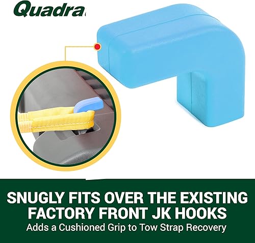 Miniatura 3 de Quadratec Juego de 2 fundas de gancho de remolque de fábrica, color azul, se adapta a Jeep Wrangler JK, JL, Gladiator JT 2007-2023 parachoques