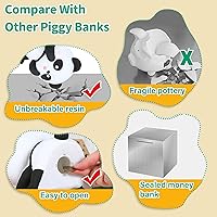 Vista 5 de H&W Banco de dinero Panda, alcancía inastillable, primer banco de monedas, la mejor decoración del hogar de cumpleaños de Navidad (WK041-D5)