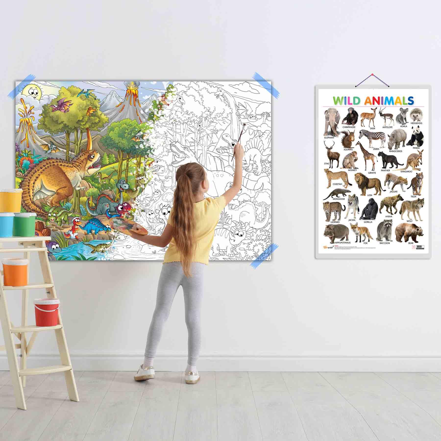 Wild Animals and GIANT DINOSAUR COLOURING POSTER | Set of 1 chart + 1 colouring poster | GIANT DINOSAUR COLOURING POSTER for students (B0CHF73G17) Amazon Price History, Amazon Price Tracker