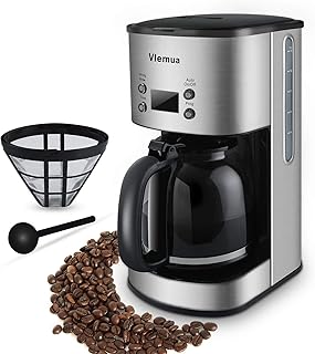 Vlemua 12 Cup Programmable Coffee Maker, Drip Coffee Brewer, Simply Fast Coffee Machine with Glass Carafe, Stainless Steel...