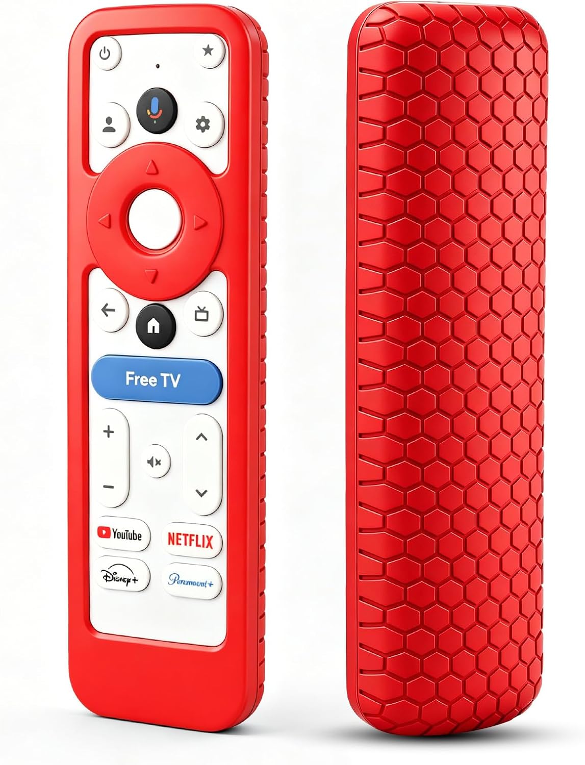 Silicone Protective Case Cover for Onn Google TV 4K Plus/Pro Streaming Device (2024) Android TV Box Remote Control Holder Protector Skin Sleeve,Shockproof,Anti-Slip Back Cover-Red