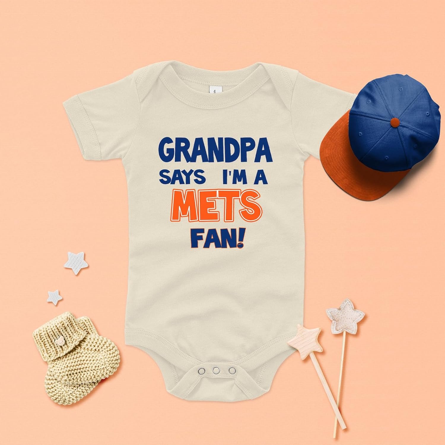 NanyCrafts Baby's Grandpa says I'm a Mets Fan bodysuit - Image 4