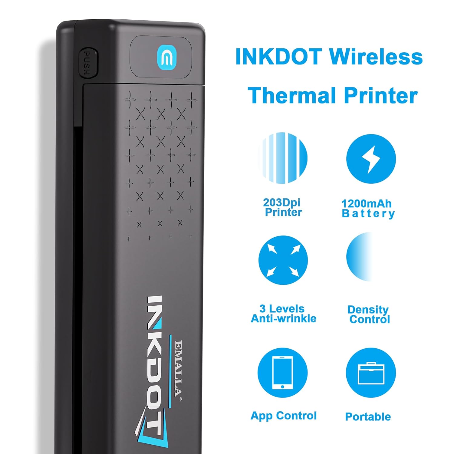 Emalla INKDOT Tattoo Stencil Printer, Bluetooth Thermal Printer Machine 203DPI High-Res Wireless Transfer Tattoo Machine Smart App Protable for Artists, iOS and Windows Tattoo Supplies