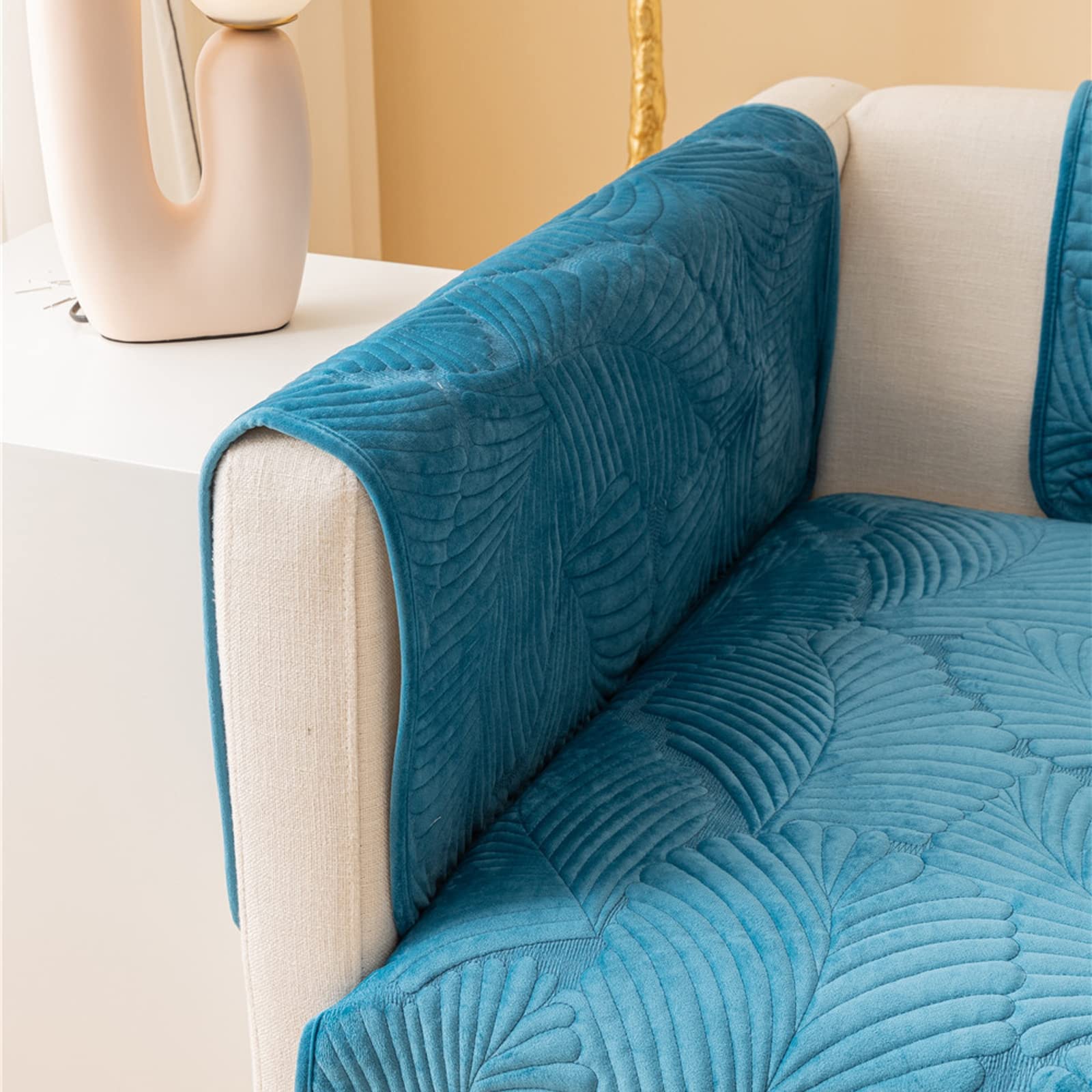 Gluhbirnen Sofabezug L-Form - Rutschfester Couchschoner In Grasgrün 70x70cm