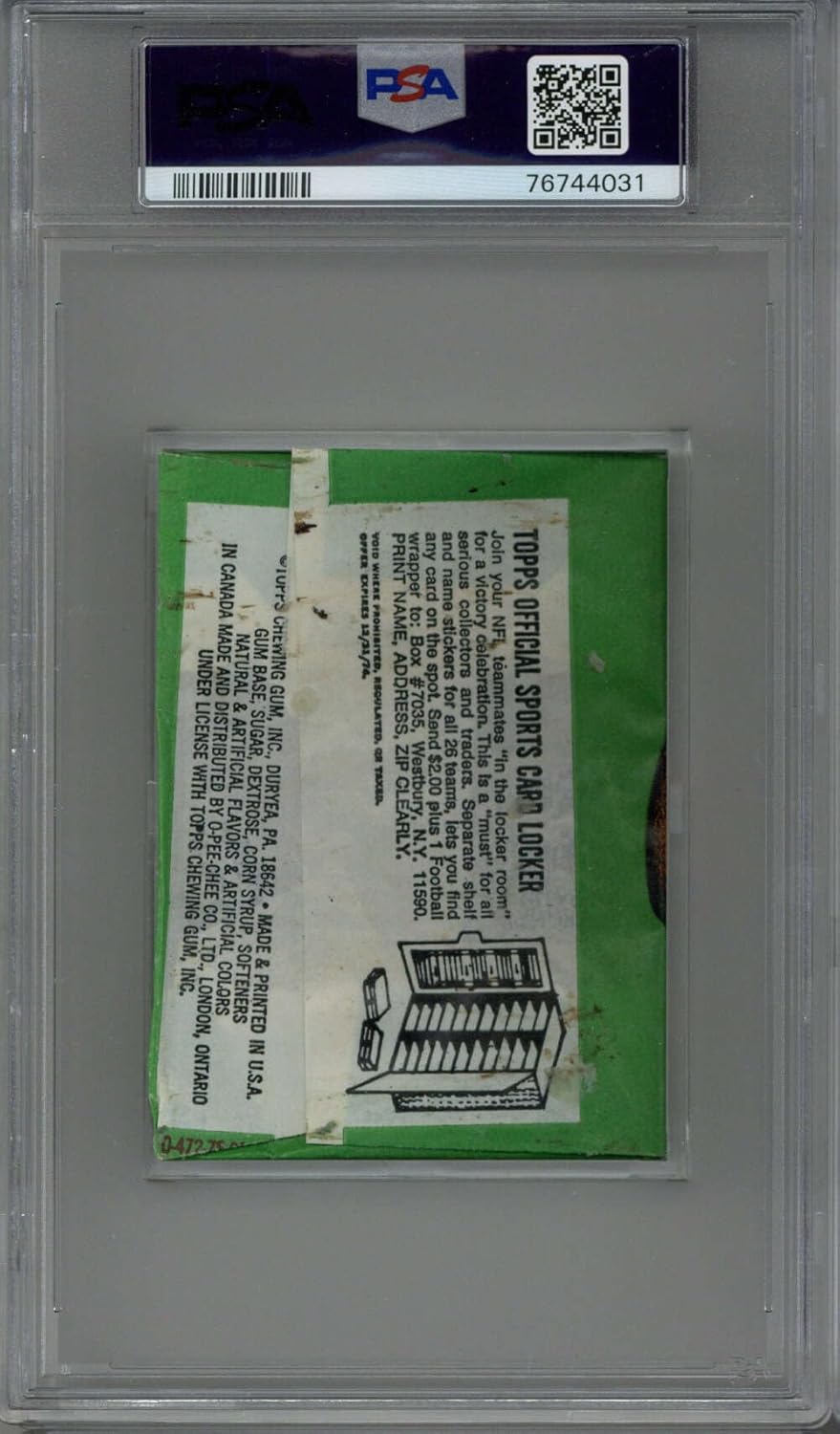 1974 Topps 2 Card Football Wax Pack PSA 6 EX-Mint Unopened