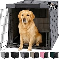 Gorilla Grip 42 Inch Dog Crate Cover for Amazon Basics - All Sides Open Privacy Shield, Breathable Mesh, Light Reducing for Anxious Pets, Gray Paw