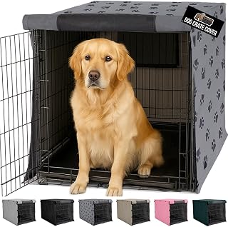 Gorilla Grip 42 Inch Dog Crate Cover for Amazon Basics - All Sides Open Privacy Shield, Breathable Mesh, Light Reducing for Anxious Pets, Gray Paw