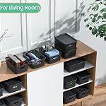 Plastic Storage Baskets with Lid-Plastic Storage Containers Stackable Storage bins: Storage Baskets for Organizing Shelves Drawers Desktop Closet Playroom Classroom Office, 8Pack-Black10.2x7.2x4.1Inch