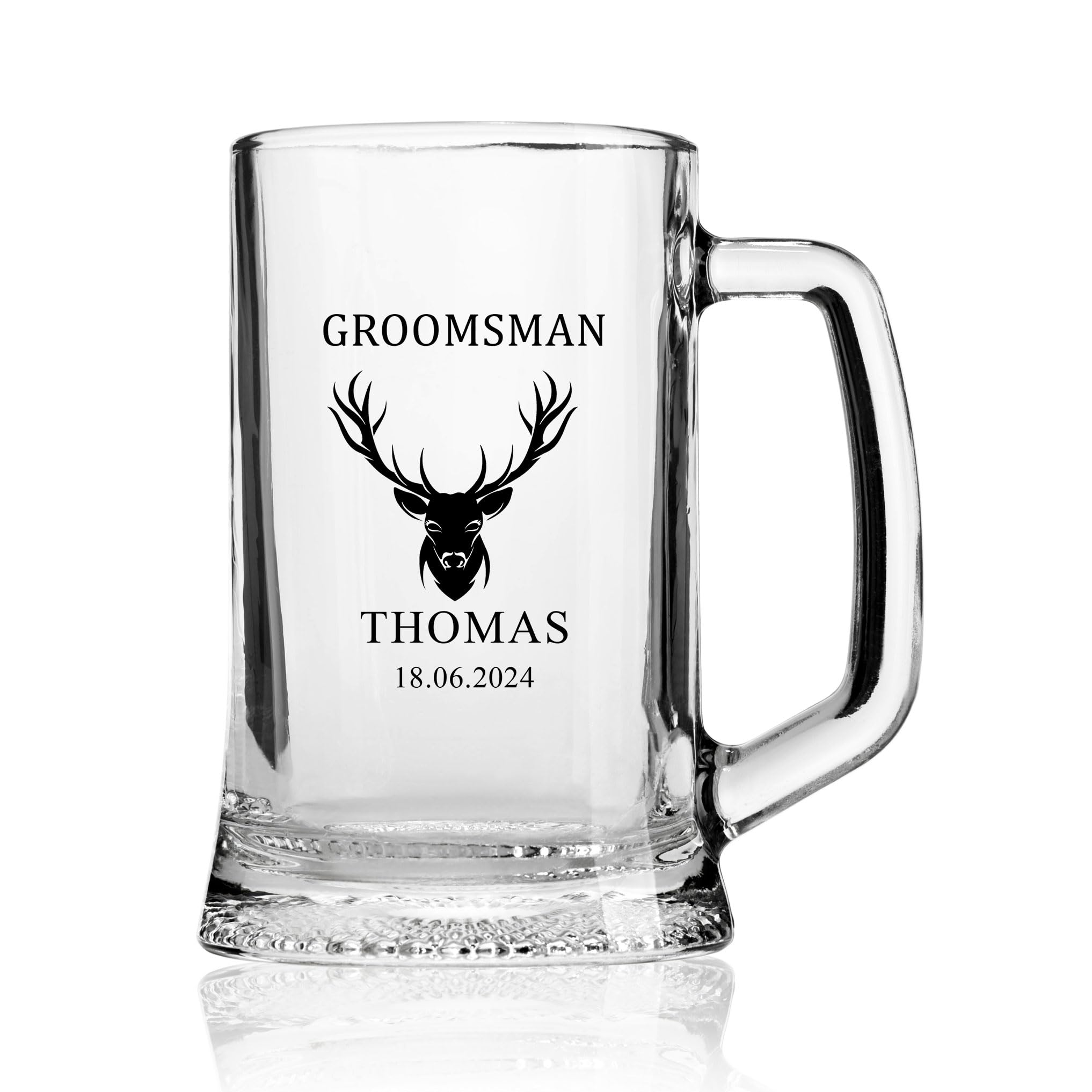 ukgiftstoreonline Personalised Wedding Beer Tankard Gift with Bow with Stag