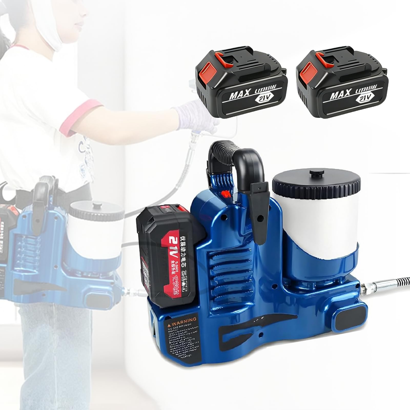 Pistola pulverizadora de pintura interiores y exteriores con depósito portátil de 1,2 L