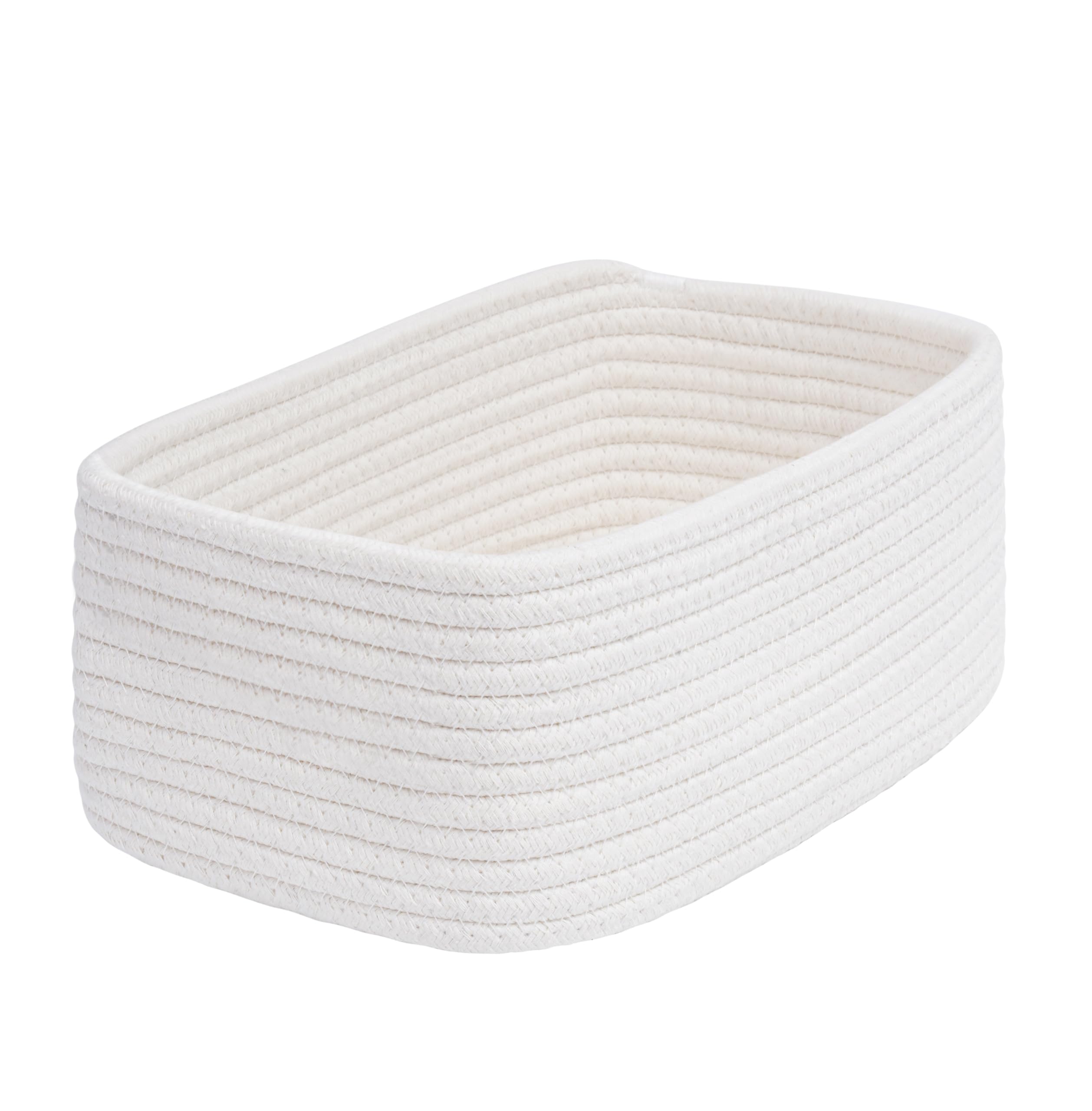 QFLQFL Small Woven Storage Basket,Medium Storage Basket,Mini Cotton Rope,For Shelves,Nursery,Office,Bathroom,And More–Perfect For Organizing&Décor