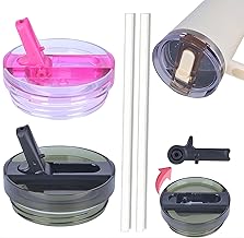 40oz / 30oz Tumbler Detachable Flip Straw Lid for Stanley Cup Accessory,Leak Proof Lids for Stanley Cup, Accessories Compatible with Stanley Cups Cover (Black & Rose Red, 40oz)