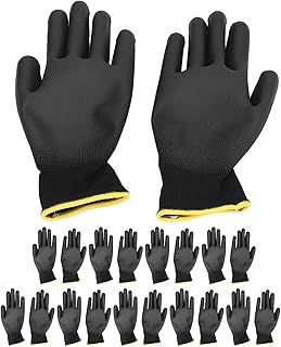 EVGATSAUTO Safety Glove, Working Gloves PU Coated Flexible Movement for Laboratory (Black 9L)