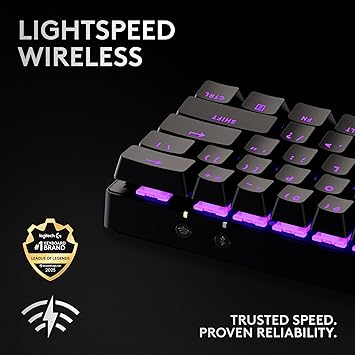 Logitech G PRO X 60 Lightspeed Wireless Gaming Keyboard, Ultra Compact TKL 60% Mechanical Keyboard for Windows PC, LIGHTSYNC RGB, Dual-Shot PBT Keycaps, GX Optical Linear Switches - Black