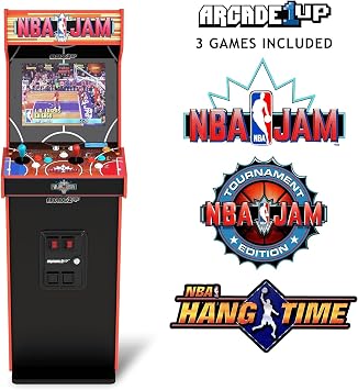 ARCADE1UP NBA Jam Deluxe 2-Player Control Panel Arcade Machine، مصممة لمنزلك، خزانة بطول 5 أقدام مع 3 ألعاب كلاسيكية