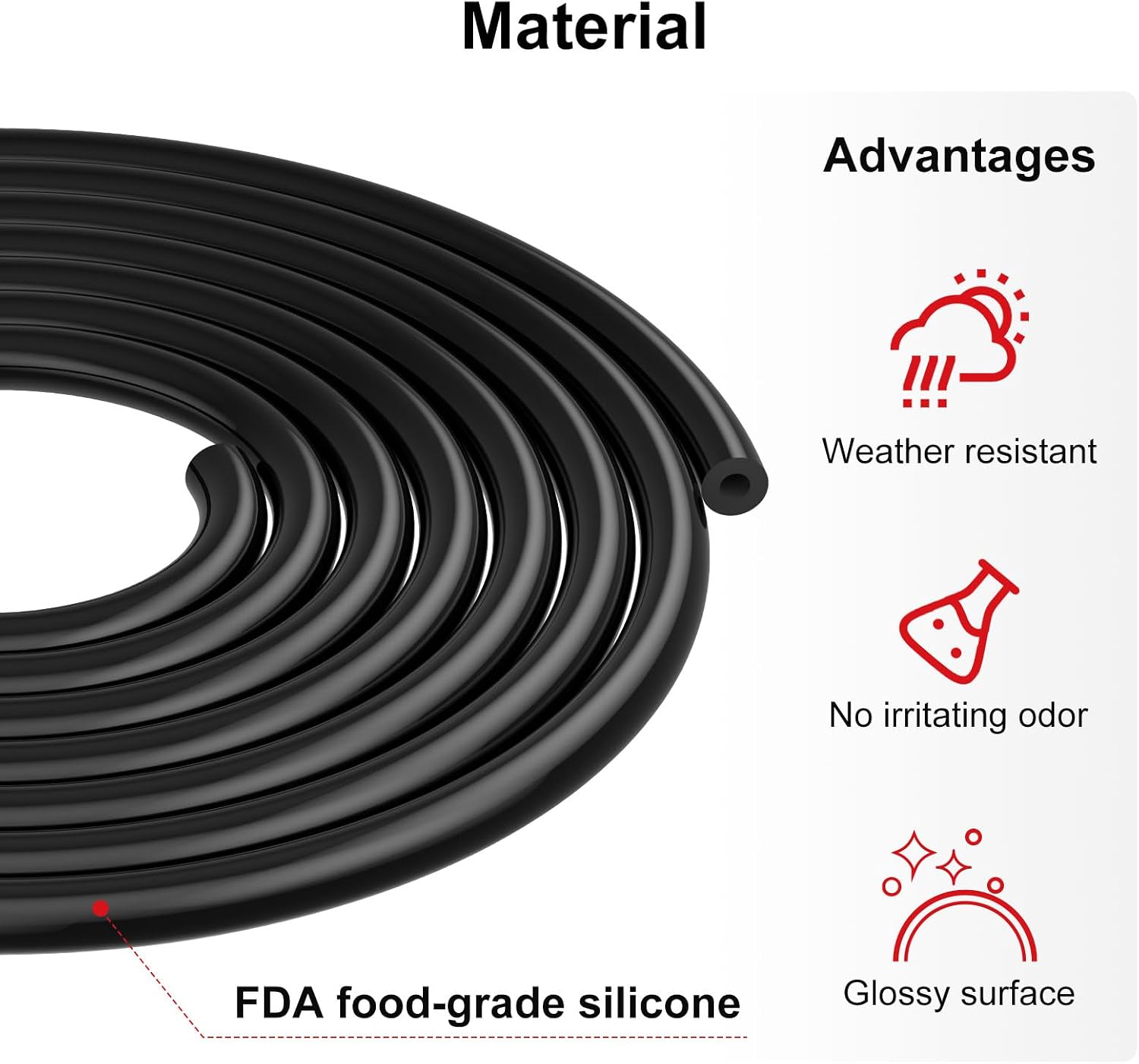 5/32 1/4 5/16 3/8 Vacuum Hose,10FT 4PCS Silicone Vacuum Tubing Hose Line Kit 130PSI Black (ID 4mm 6mm 8mm 10mm)