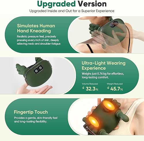 Miniatura 5 de Masajeador de cuello Shiatsu portátil para aliviar el dolor, almohada de masaje 4D de tejido profundo para hombros, espalda, piernas, recargable y
