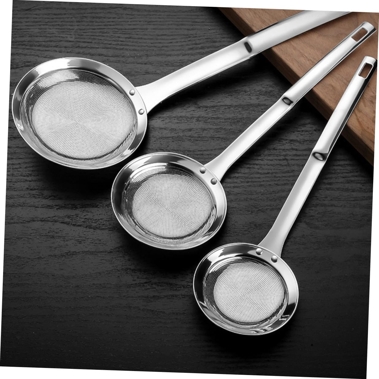 Homoyoyo 3pezzi Colino Maglie Fini in Acciaio Inox Setaccio per Alimenti Colino per Cucinare Filtro per Zuppe e Farina Utensile da Cucina Pratico