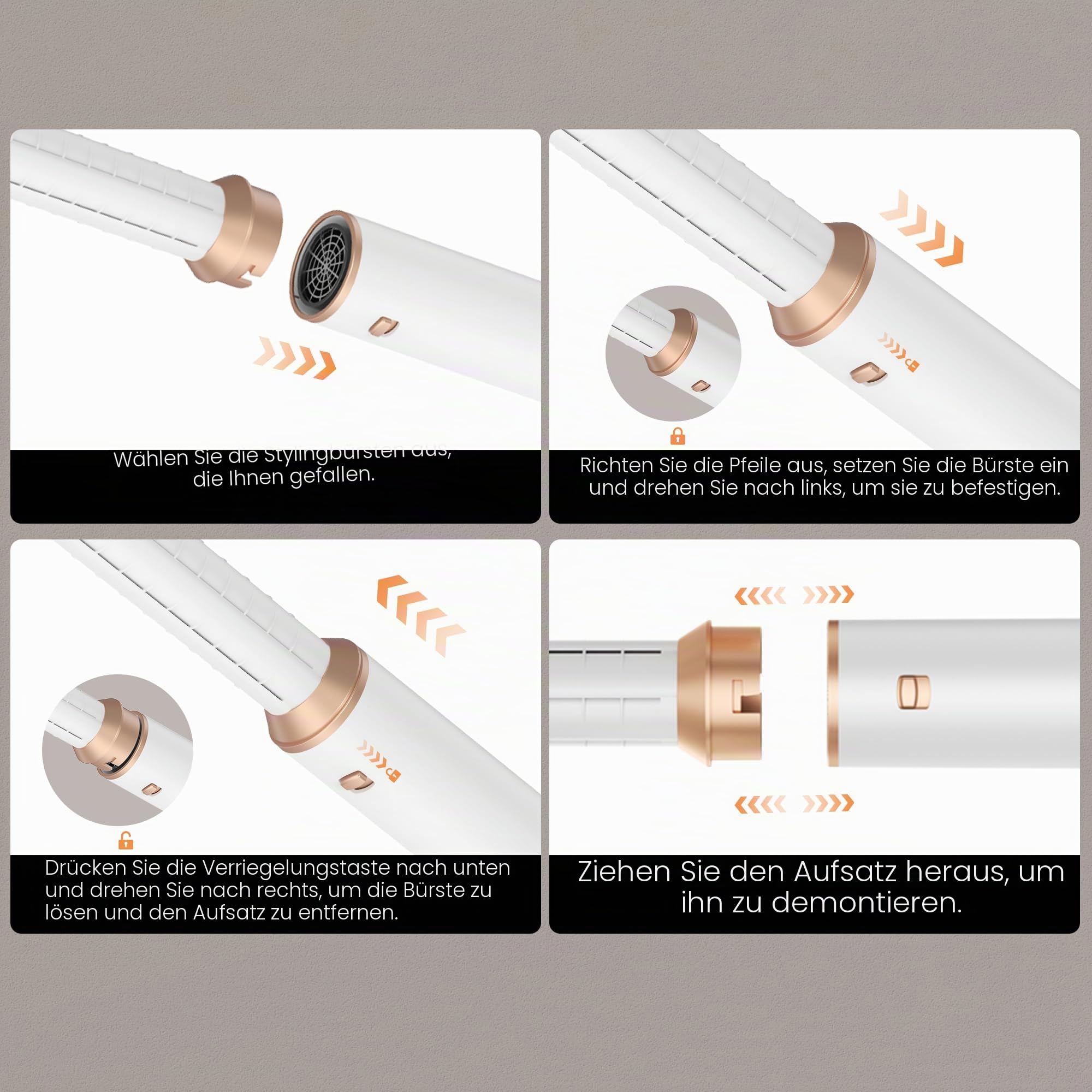 Hairstyler 5 in 1 Hair Styler Set, Haarstyler mit Luft Lockenstab Föhn Thermal Brush Glättbürste, Multistyler Rundbürstenföhn Warmluftbürste Haarstyling Geräte Hair Dryer Geschenk für Frauen