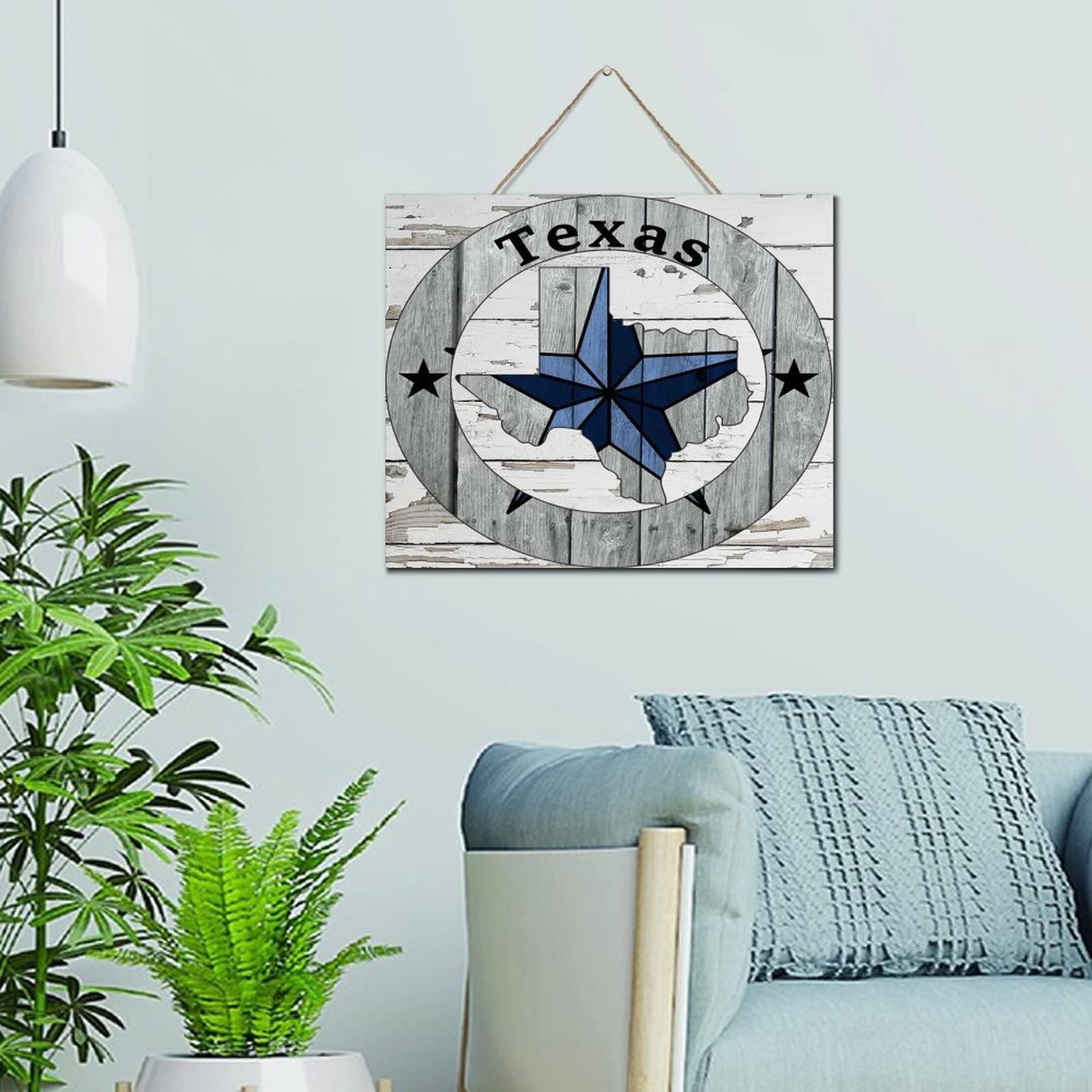 Panneau en bois d'exception Texas Lone Star gravé pour salon - 6