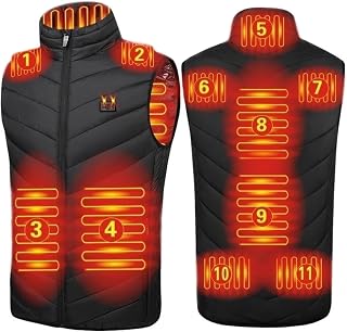 Heated Vest Men Women, Electric Heating Jakcet with 11 Zones, 3 Adjustable Temperatures Heating Lightweight Winter Heated Body Warmer for Motorcycle Hunting Hiking Skiing (Battery Not Included)