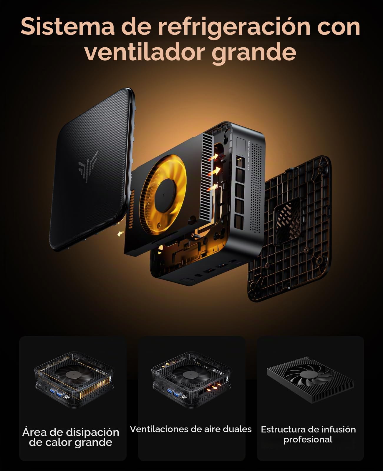 NiPoGi E3B Mini PC, AMD Ryzen 7 5700U (8C/16T, hasta 4,3 GHz), 16GB DDR4 512GB SSD Mini Ordenadores de sobremesa, Gráficos AMD Radeon/HDMI 2.0+DP/WiFi 6/BT 5.2 para Oficina/Casa