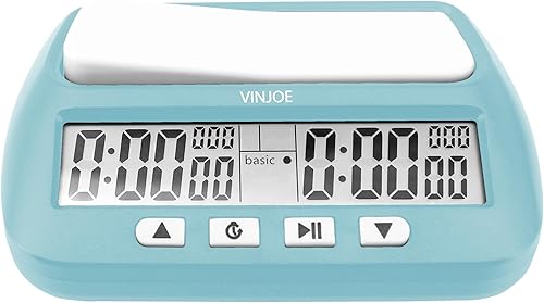 VINJOE Reloj de ajedrez digital profesional para juegos de mesa, reloj digital portátil de ajedrez y temporizador de juegos con características