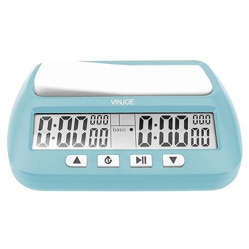 VINJOE Chess Clock Digital Chess Timer Professional for Board Games,Portable Digital Chess Clock & Game Timer with Basic,Bonus,Delay and Positive Time Features Best Gifts for Christmas (Blue)