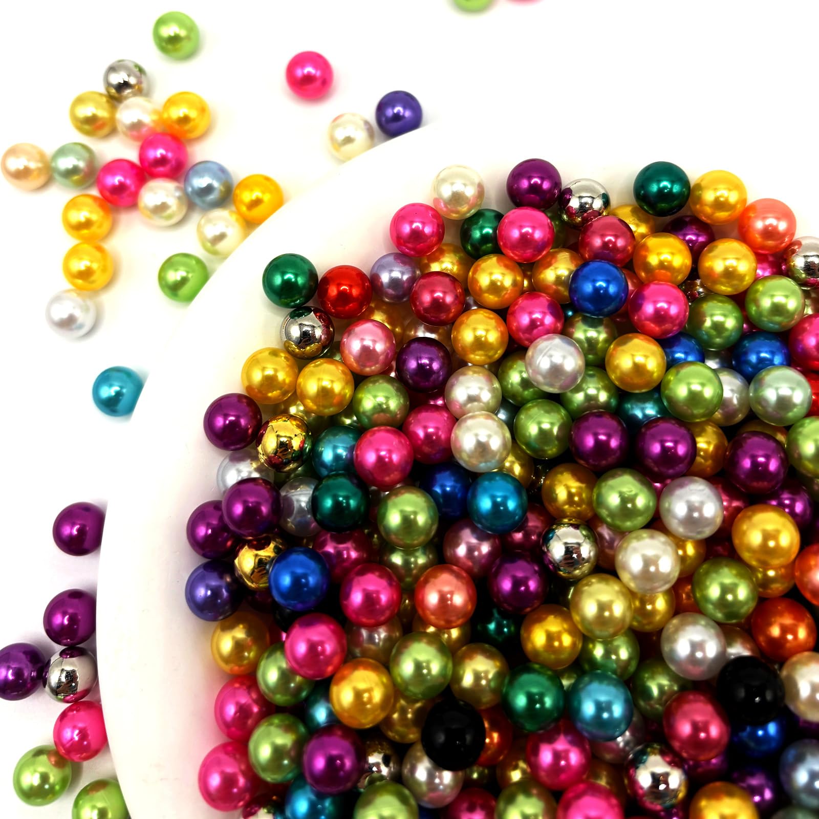 CrzBeadss 500pcs Colorful 6mm Round Plastic Acrylonitrile Butadiene Styrene Pearls for Crafting, DIY, Wedding, Home Decor