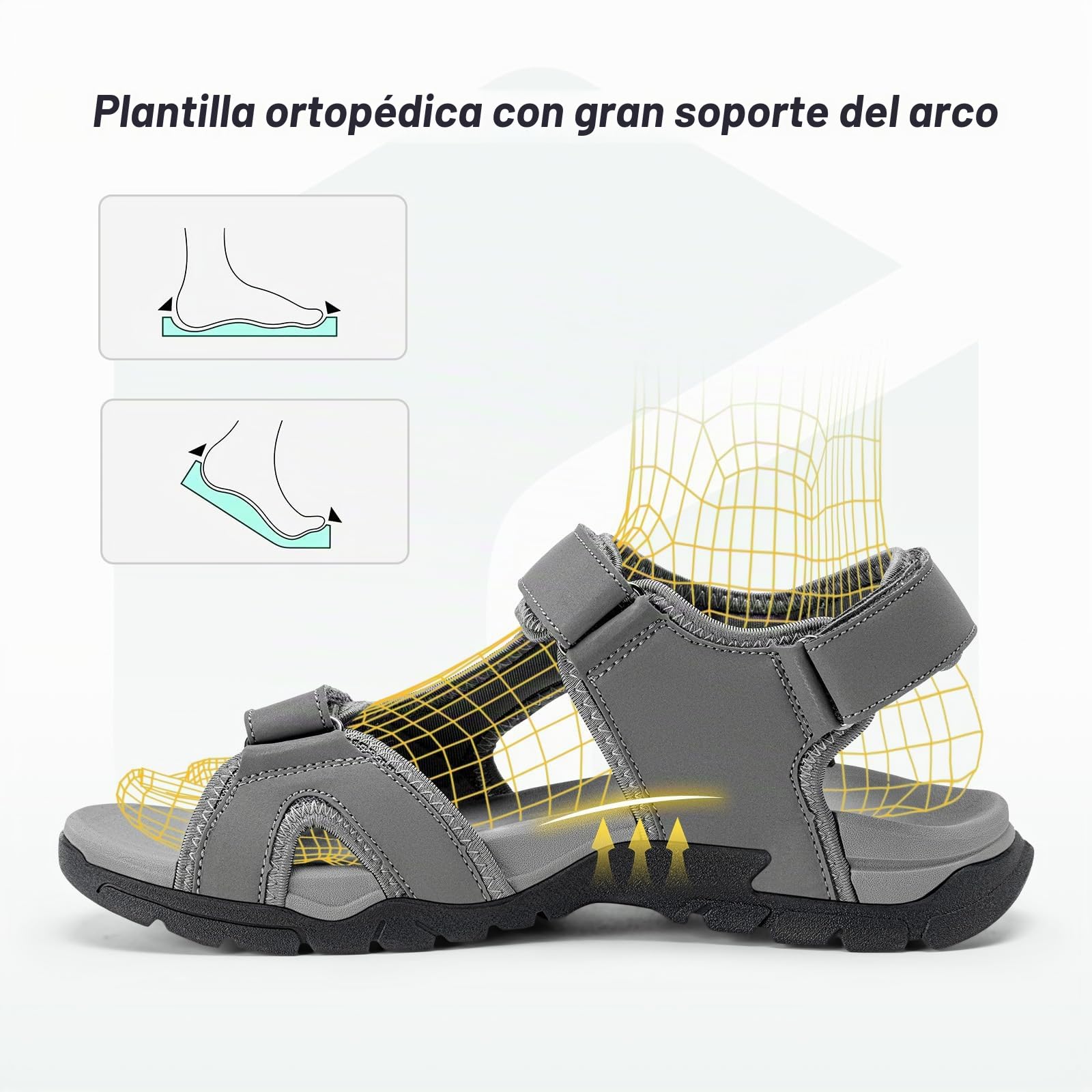 FitVille Sandalias Deportivas Hombre Anchas - Sandalias de Exterior con Cierre de Contacto Antideslizantes Ligeras Zapatos de Trekking Transpirables para Verano