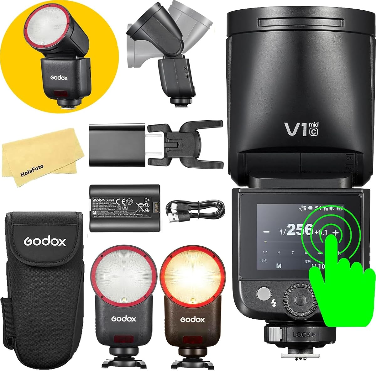 GODOX V1 Mid C Godox Flash for Canon Flash Speedlite | 55Ws 2.4G TTL Camera Flash for Canon,Touchscreen Control,1.7s Recycle Time,650 Full Power Flashes,LED Modeling Lamp