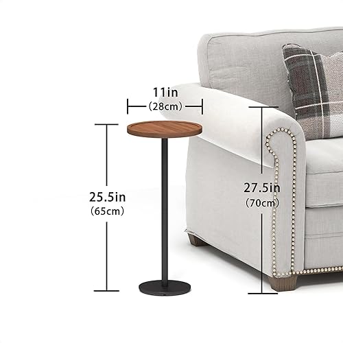 Miniatura 3 de Mesa de bebidas, 11 pulgadas de diámetro, mesa auxiliar de pedestal pequeña, mesa de cóctel redonda, mesa auxiliar circular con base de metal, para
