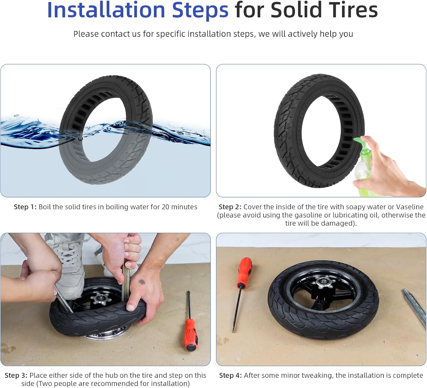 ulip 10x2.125 Solid Scooter Tire Front and Rear Wheels Replacement for Segway Ninebot F20 F25 F30 F40 scooter for 10 Inch off-road solid tire