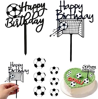 Decoración De Tartas De Fútbol Para Cumpleaños, 8 Piezas De Adornos Reutilizables Con Diseños De Jugadores Y Portería, Ideal Para Fiestas Y Temáticas Deportivas