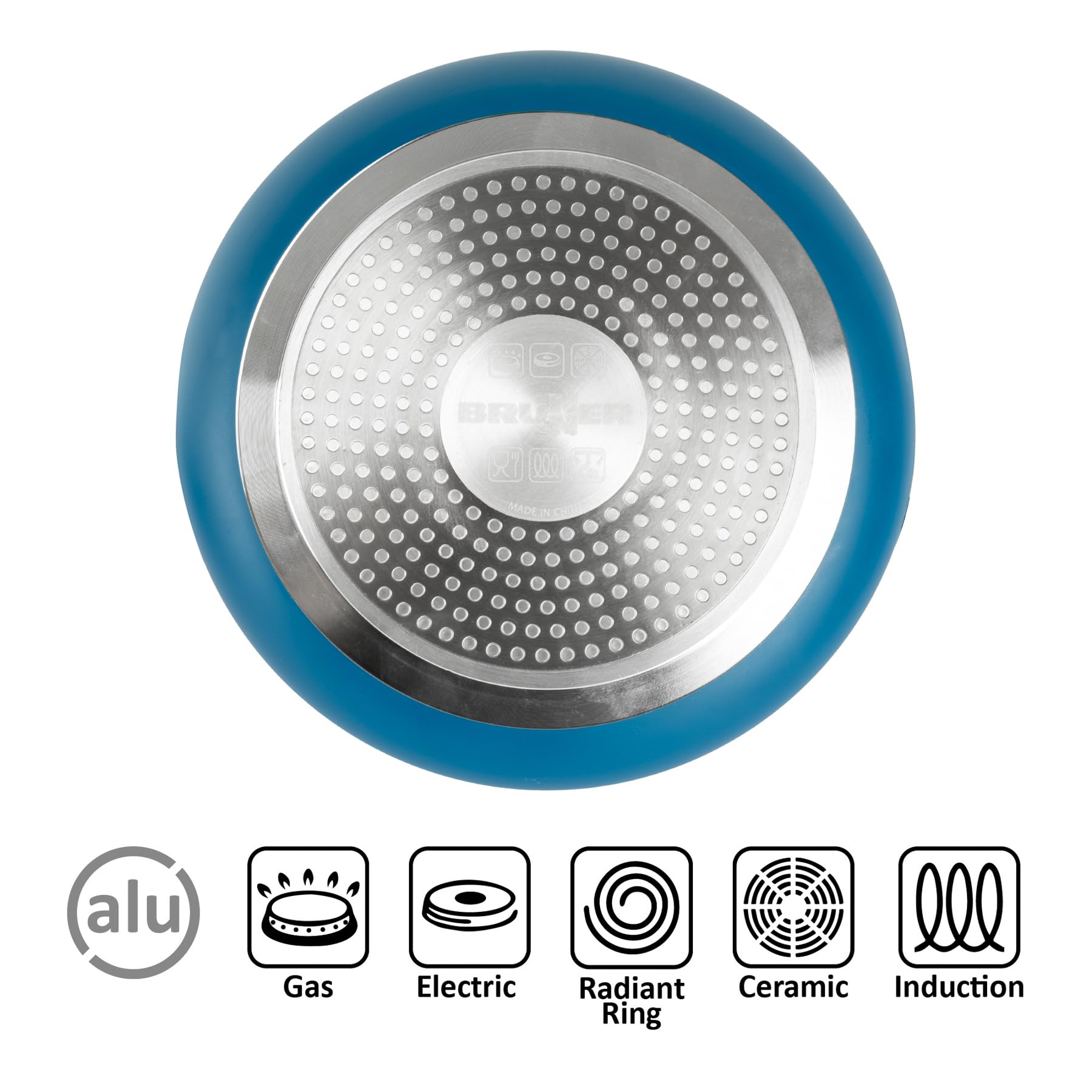 Brunner Carezza Magnetogrip - Juego de utensilios de cocina - Ollas y sartenes de cerámica antiadherentes compatibles con inducción para caravana, caravana y barco - Diseño apilable que ahorra espacio