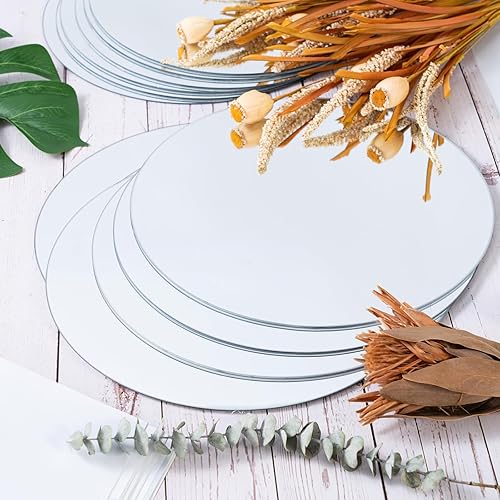 Miniatura 9 de Centros de mesa de espejo redondo  Juego de 12, espejos de vidrio de 12 pulgadas para mesas, placa de vela, azulejos decorativos, manualidades,