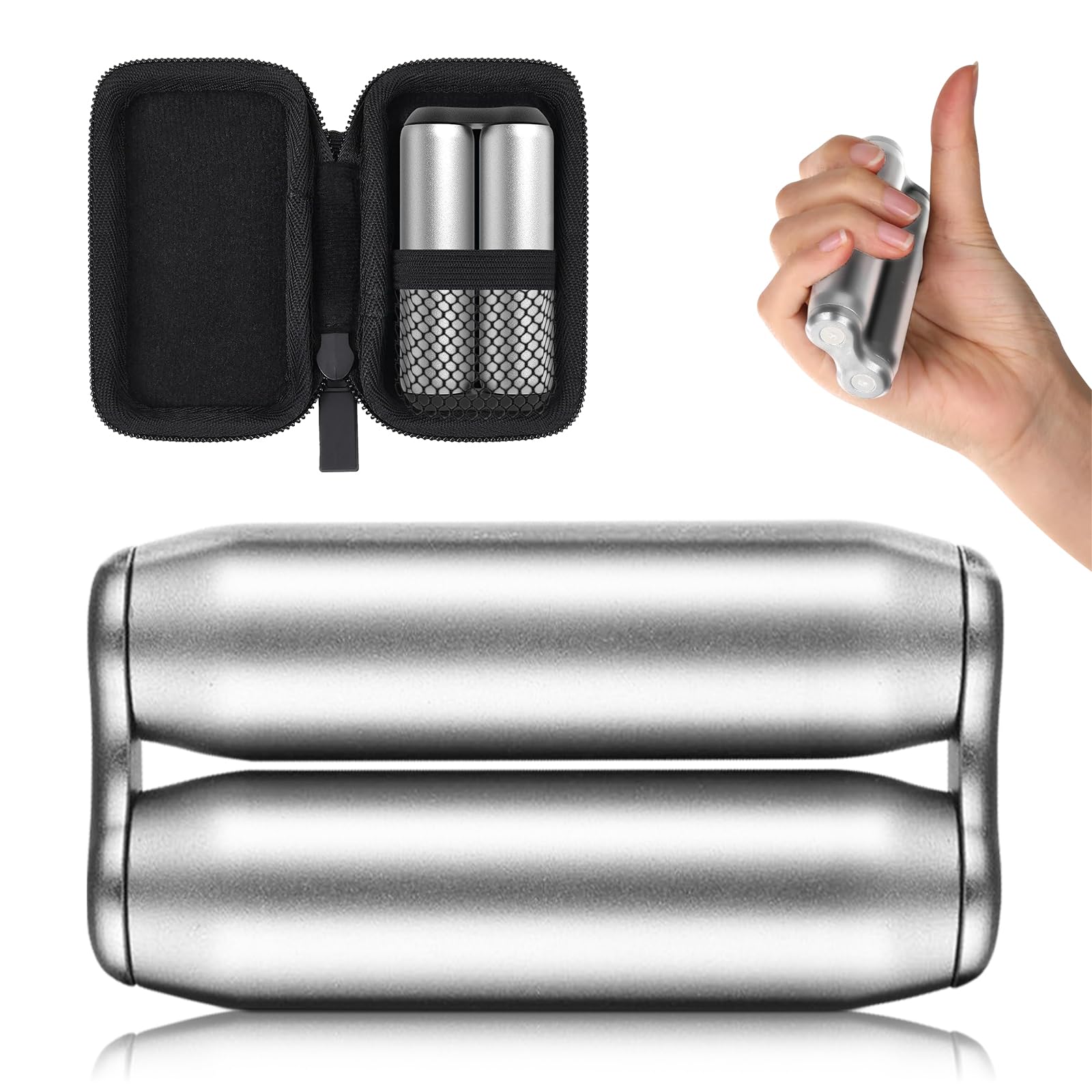 Spinner Fidget Roller Handheld Fidget Toy Portable Metal Roller Finger Decompression Roll for Adults Men Women Relieve Stress Anti Anxiety Tension Promoting Focus Clarity Office Roller Toys (Silver)